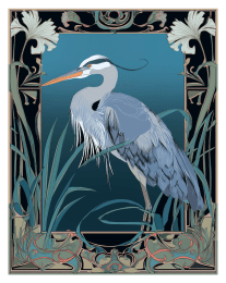 Art Nouveau Great Blue Heron 3 art print
