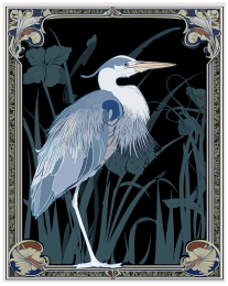 Art Nouveau Great Blue Heron 2 art print
