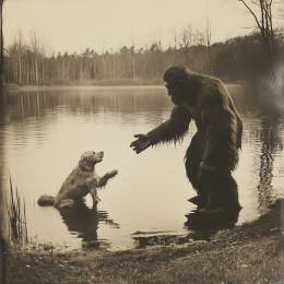 Bigfoot Training His Dog art print