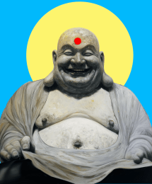 Buddha Charcoal Wash Overprint art print