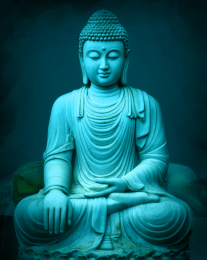 Teal Blue Buddha Sculpture art print