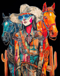 Cowgirl Hilda and Her Horses art print