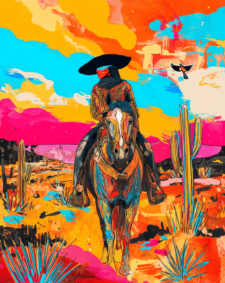 Cowgirl Linda Makes the Rounds art print