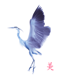 Ink Wash Japanese Heron art print