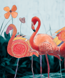 Flamingo Couple art print