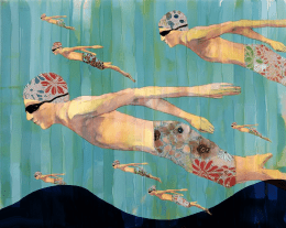 Group Ocean Swimming ART PRINT