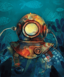 Vintage Scuba Diver art print