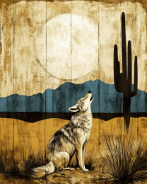 Vintage Desert Howling Coyote
