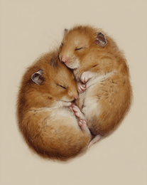 Hamsters Cuddling, Happy Hamsters art print