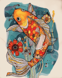 Tangerine Koi Vignette art print