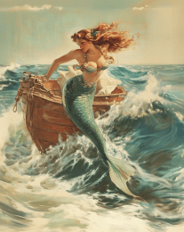 Vintage Mermaid and Wreckage art print