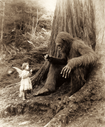Vintage Candid Rare Bigfoot Fairy art print