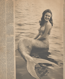 Vintage Mermaid Newspaper Clipping art print