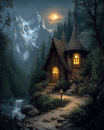 Year-Round Alpine Cottage art print