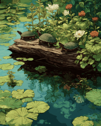 Painted Turtles on a Log