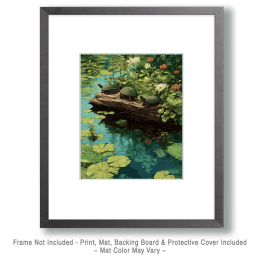 Painted Turtles on a Log Art