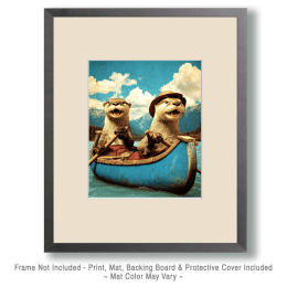 Two Otters Canoing Art