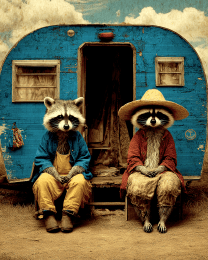 Two Raccoons Camping