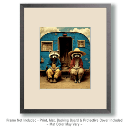 Two Raccoons Camping Art