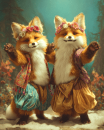 Fox Kits Dancing