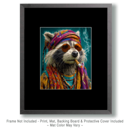 Bohemian Raccoon Smoking Pot Art