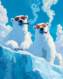 Polar Bears Smoking on an Ice Berg
