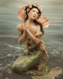 Beautiful China Doll Mermaid Honoring Ancestors art print