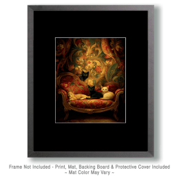 Vintage Cats on Chaise Lounge Art