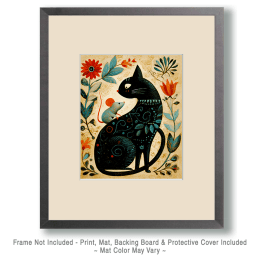 Rustic Folk Art Cat and Mouse Art