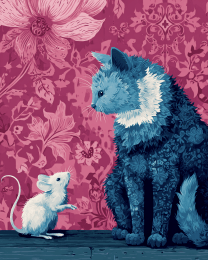 Nouveau Blue Cat and Mouse