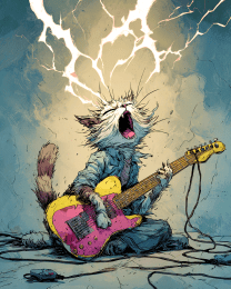 Cat Wailing on a Guitar