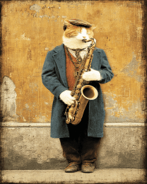 Cat Playing the Saxophone