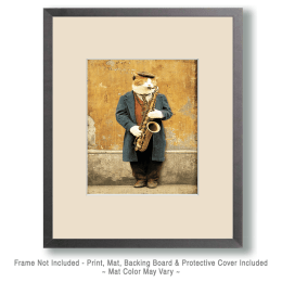 Cat Playing the Saxophone Art