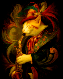 Cat Playing the Sax