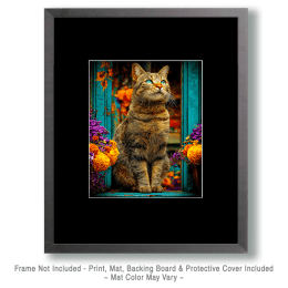 Cat in Garden Window Art
