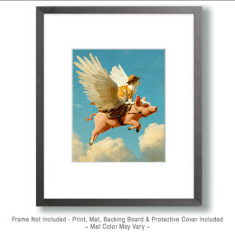 Cat on a Flying Pig Art