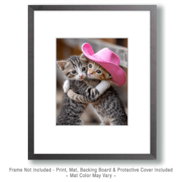 Cowgirl Kittens Hug Art