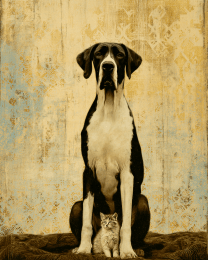 Great Dane & Kitten Pose