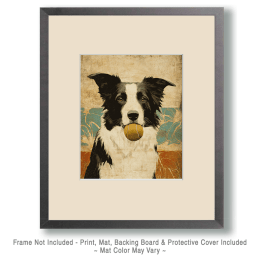 Border Collie with Tennis Ball Art