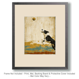 Border Collie Chasing Tennis Ball Art
