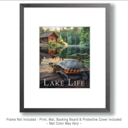 Painted Turtle on Log Art