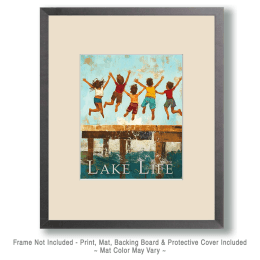 Kid's Jumping off Dock Art