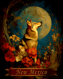 Vintage Wolf and Moon