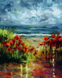 Impressionism Beach Poppies art print