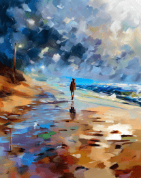 Impressionism Morning Beach Walk art print