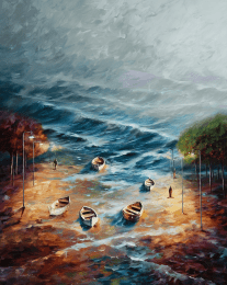 Impressionism Beach Surfers art print