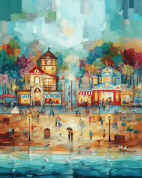 Impressionist City Beach art print