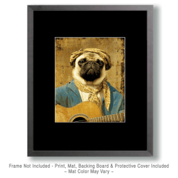 Hip Pug with Guitar Art