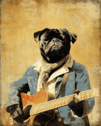 Pug with Guitar