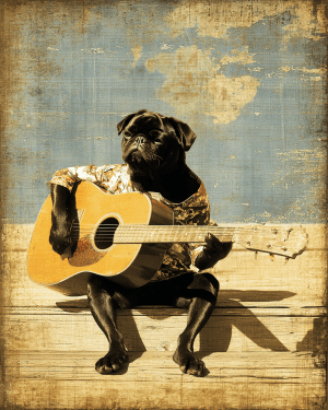 Pug Playing Guitar